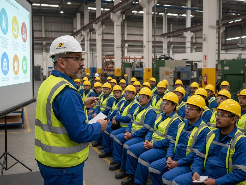 Trabajadores en capacitación de seguridad